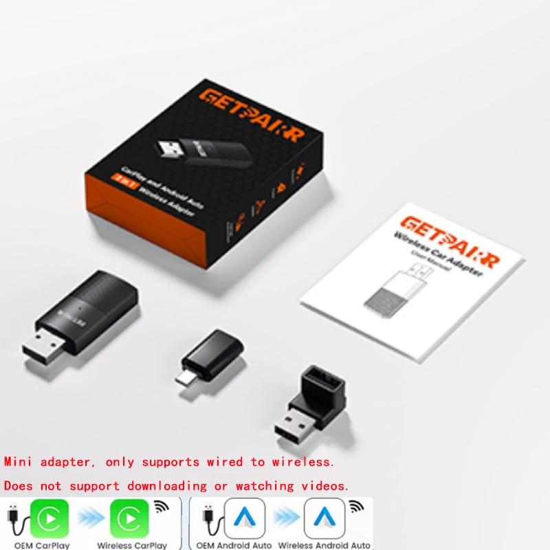 GetPairr P1 Android 13 AI Box 8GB 128GB Draadloze CarPlay Android Auto Adpter Youtube Video Box voor auto met Bedrade Carplay