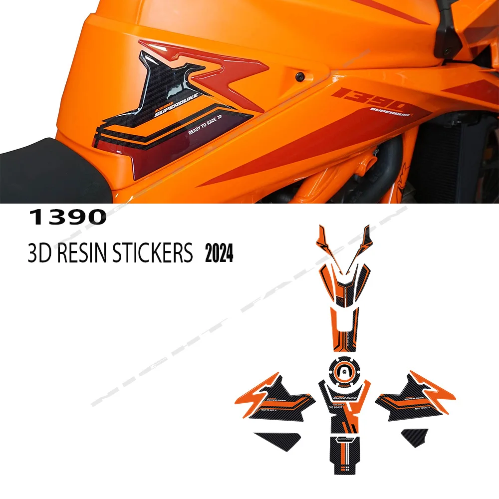 

Для 1390 Super Duke R 2024, 3D полимерная защитная наклейка на бак мотоцикла, новая декоративная наклейка