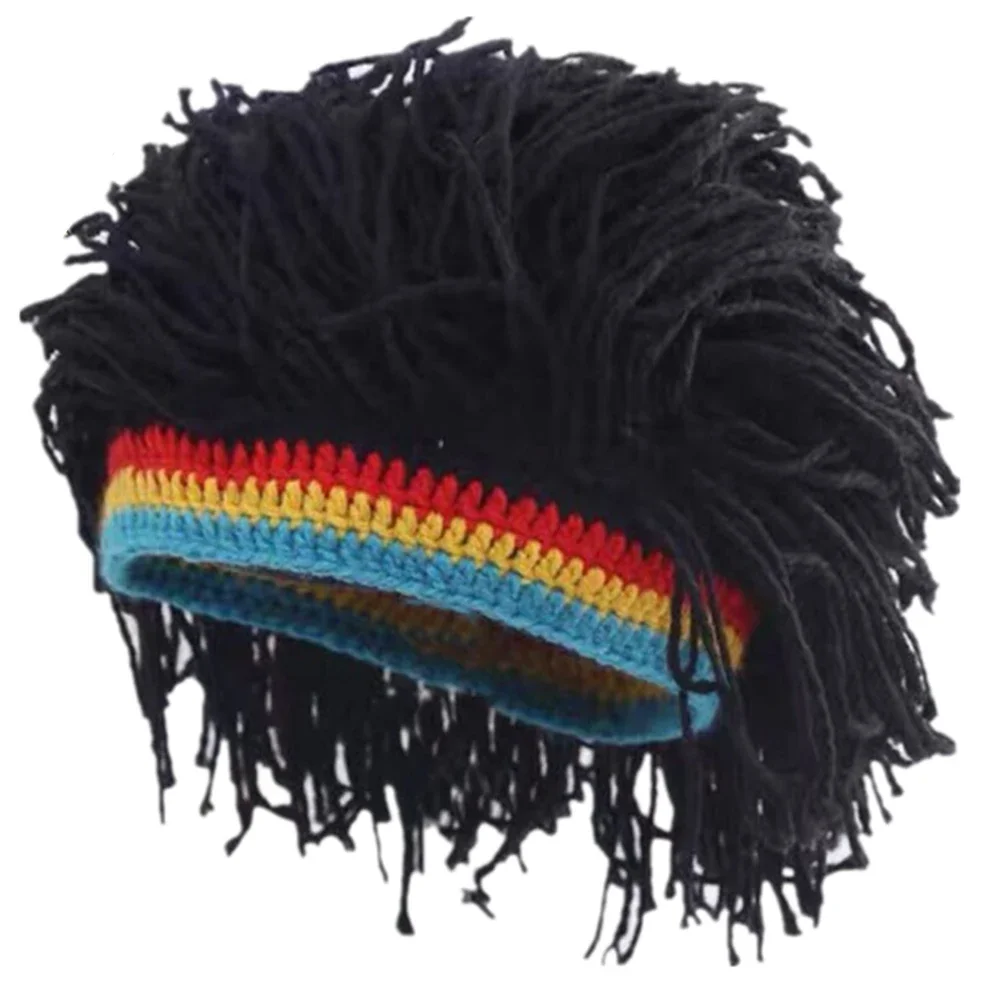 Knitted Beanies Wig Braid Hat Reggae Dreadlocks Unisex Rasta Hair Hat Handmade Fancy Wig Caps