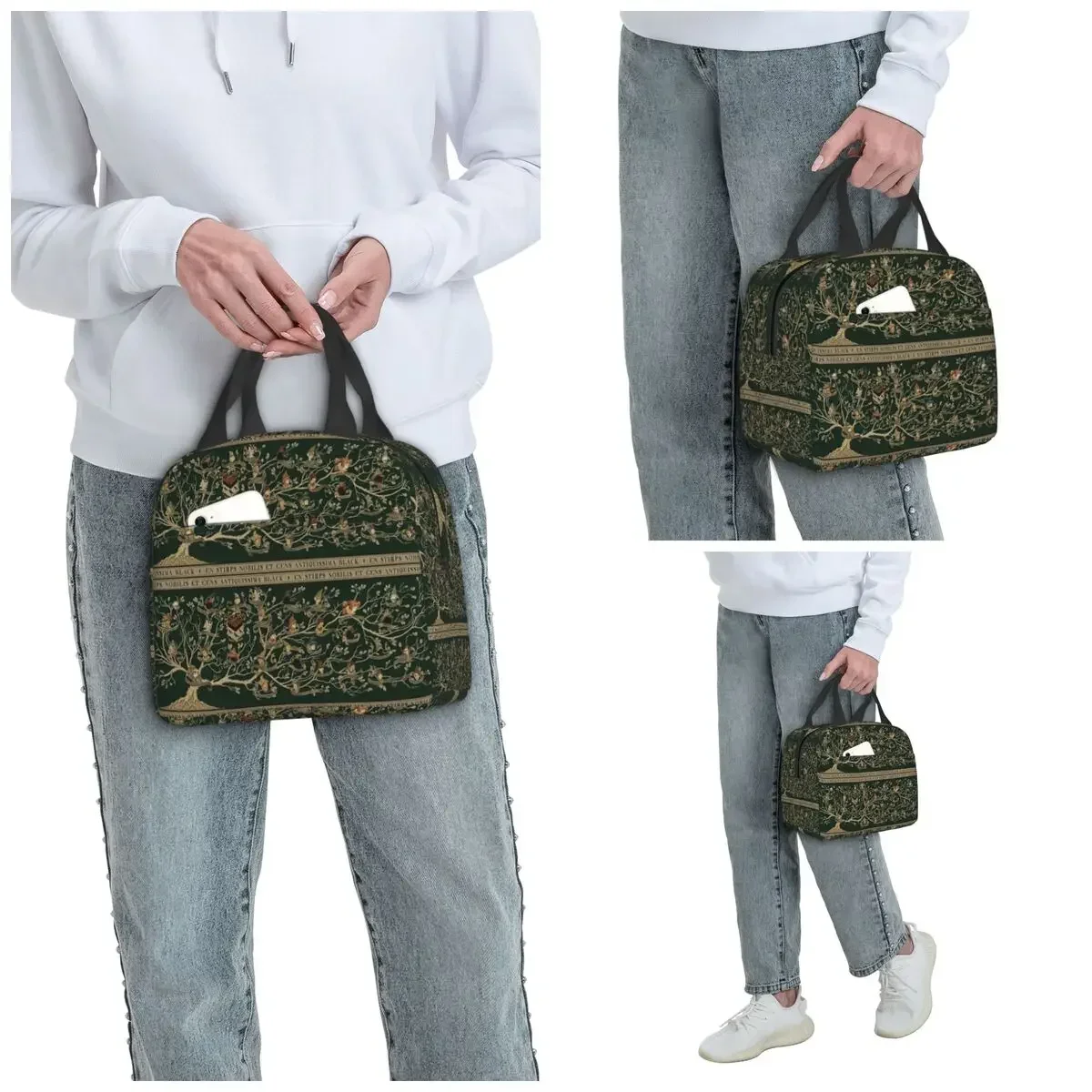 Noble House Of Black Family Tree Insulated Lunch Bag for Kids School Cooler Thermal Food Box Tote Lunch Boxes Container