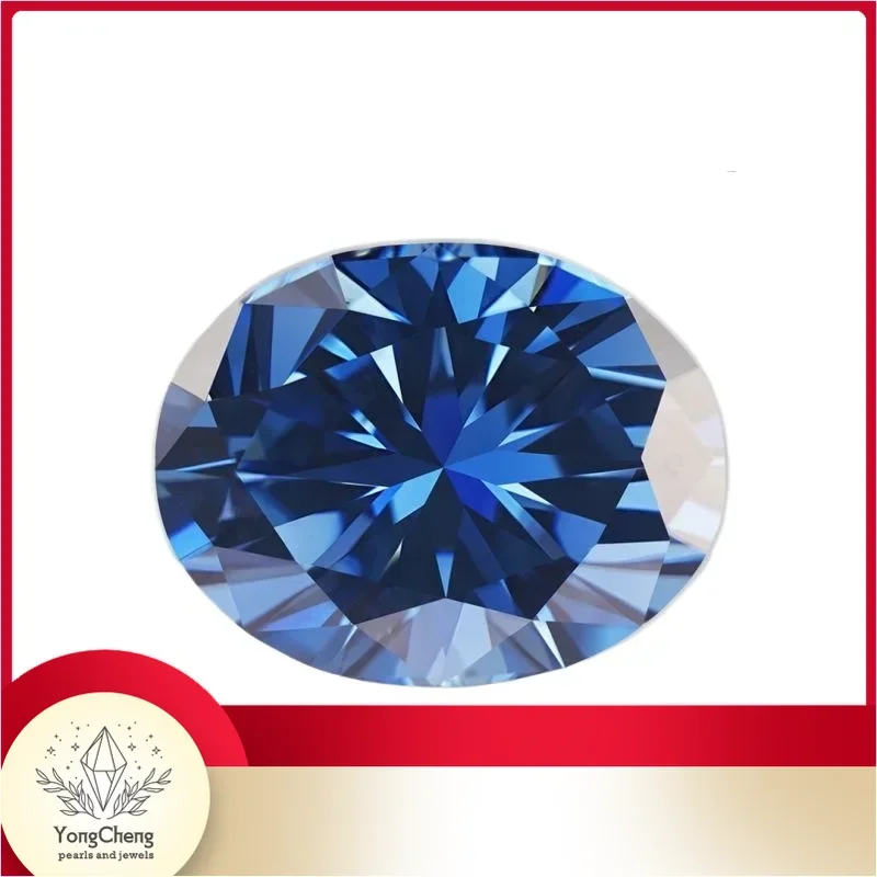 

Moissanite Stone Oval Cut Sapphire Blue Colour Lab Created Synthetic Gemstone Passed Diamond Tester Comes With GRA Certificate