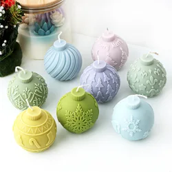 New Christmas Balls Collection Candle Silicone Mold Snowflake Carving Patterned Ball Aromatherapy Candle Gypsum Mould Xmas Decor