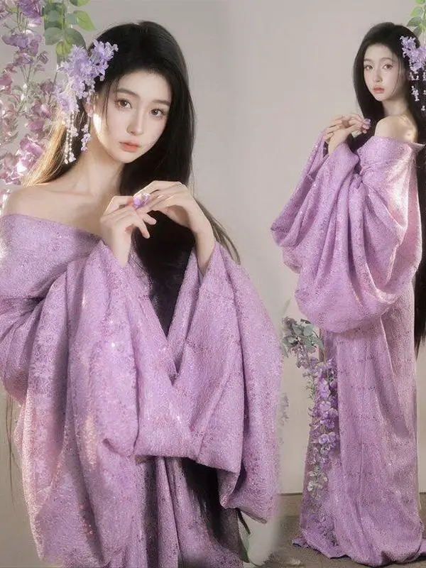 New Purple Ancient Chinese Style Photography Costume Hanfu Personal Art Photo Shoot Clothing Stage Performance Traditional Et...