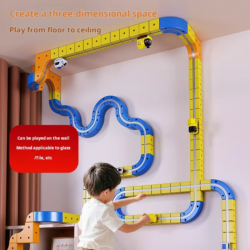 DIY montar juguetes de tren de pista magnética para niños, ferrocarril mágico electrónico, construcción de coches, juguete educativo para niños, regalo de Navidad