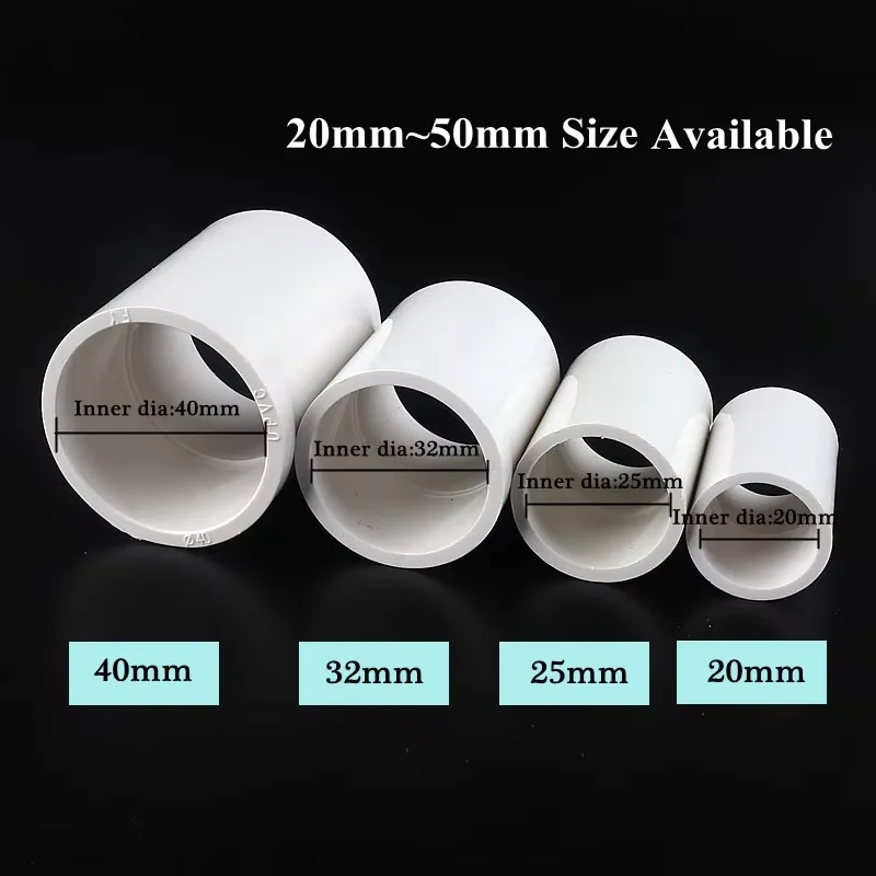 16/20/25/32/40/50/63/75/90-200mm PVC Straight Connector 2 Way Joint Garden Irrigation Aquarium Fish Tank Pipe Adapters Fittings