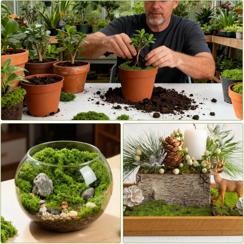Artificial Fake Moss For Crafts Floral DIY Projects, Decorative Moss For Indoor Plants, Fairy Garden Decor Wedding Centerpieces