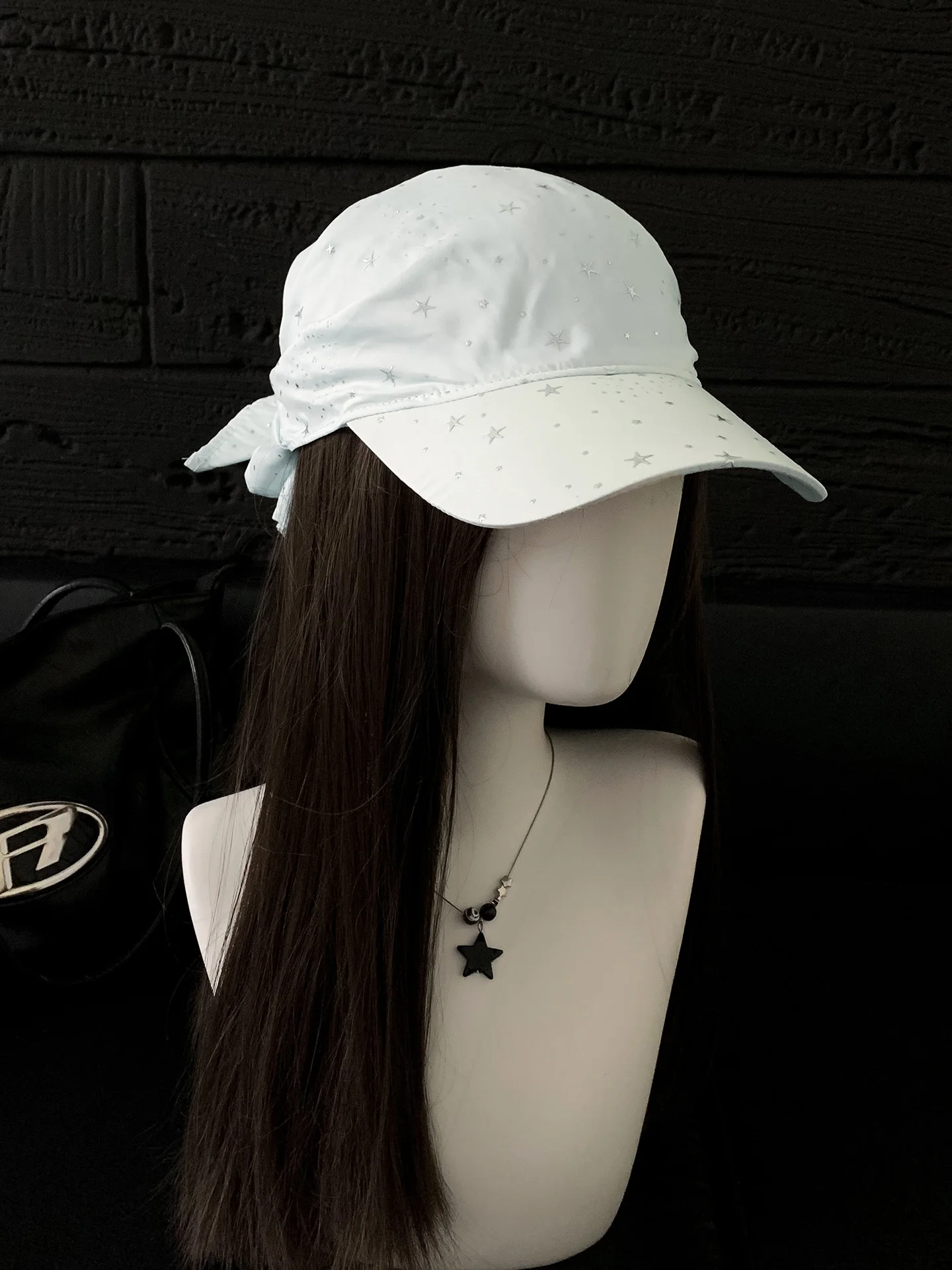 Korean Style Baseball Cap Women's Spring Summer Fashionable Star Tie Headscarf Hat Face Slimming Unique Design Baseball Cap