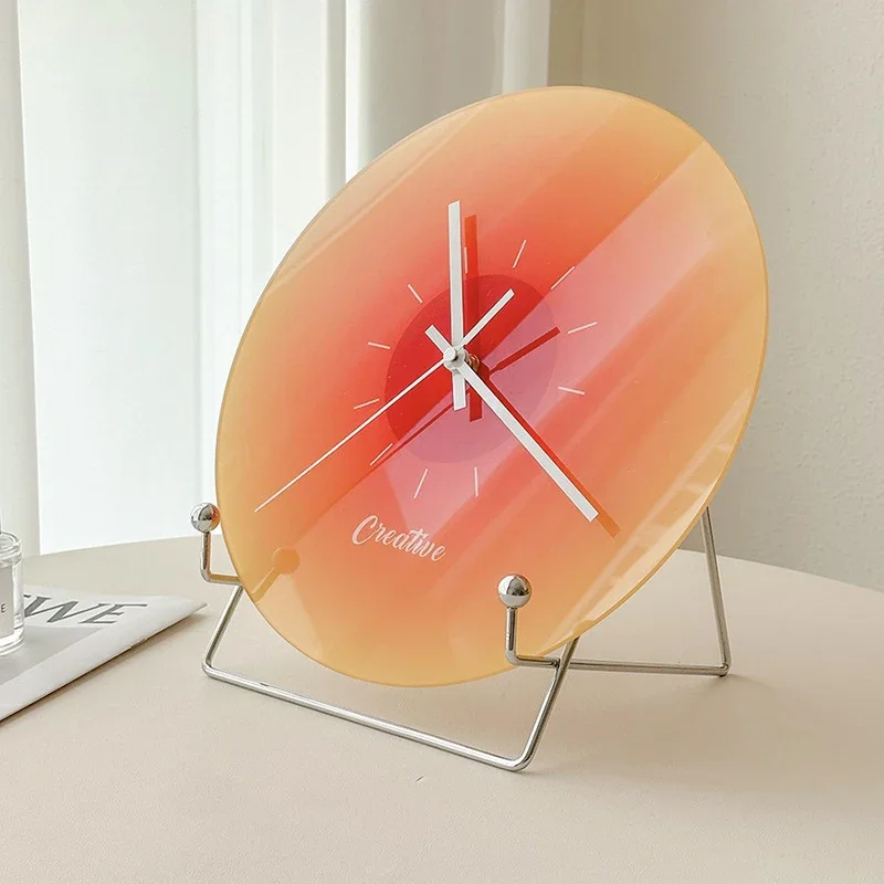 Nordic Sunset Clock Orange Wall Clock  Luxury Decoration  Silent Creative Ins living Room Fashion Piece Modern Home Ornaments