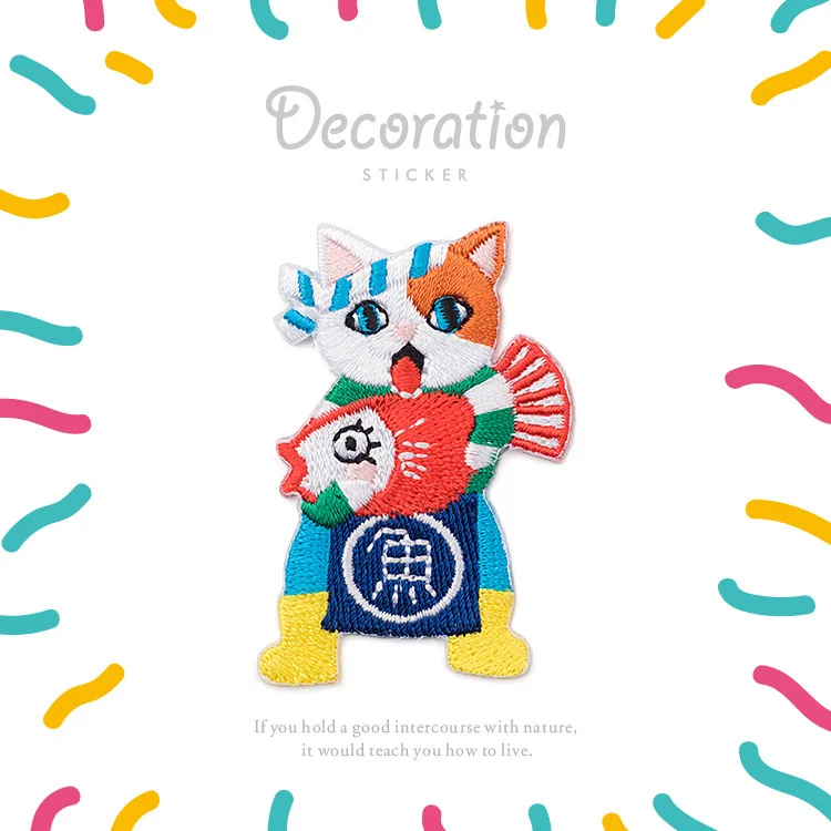 Cartoon Cat Anime Patches Seaman Patch Girl Boy Children Iron for Clothing Embroidery Patch 3d Stickers Decorations
