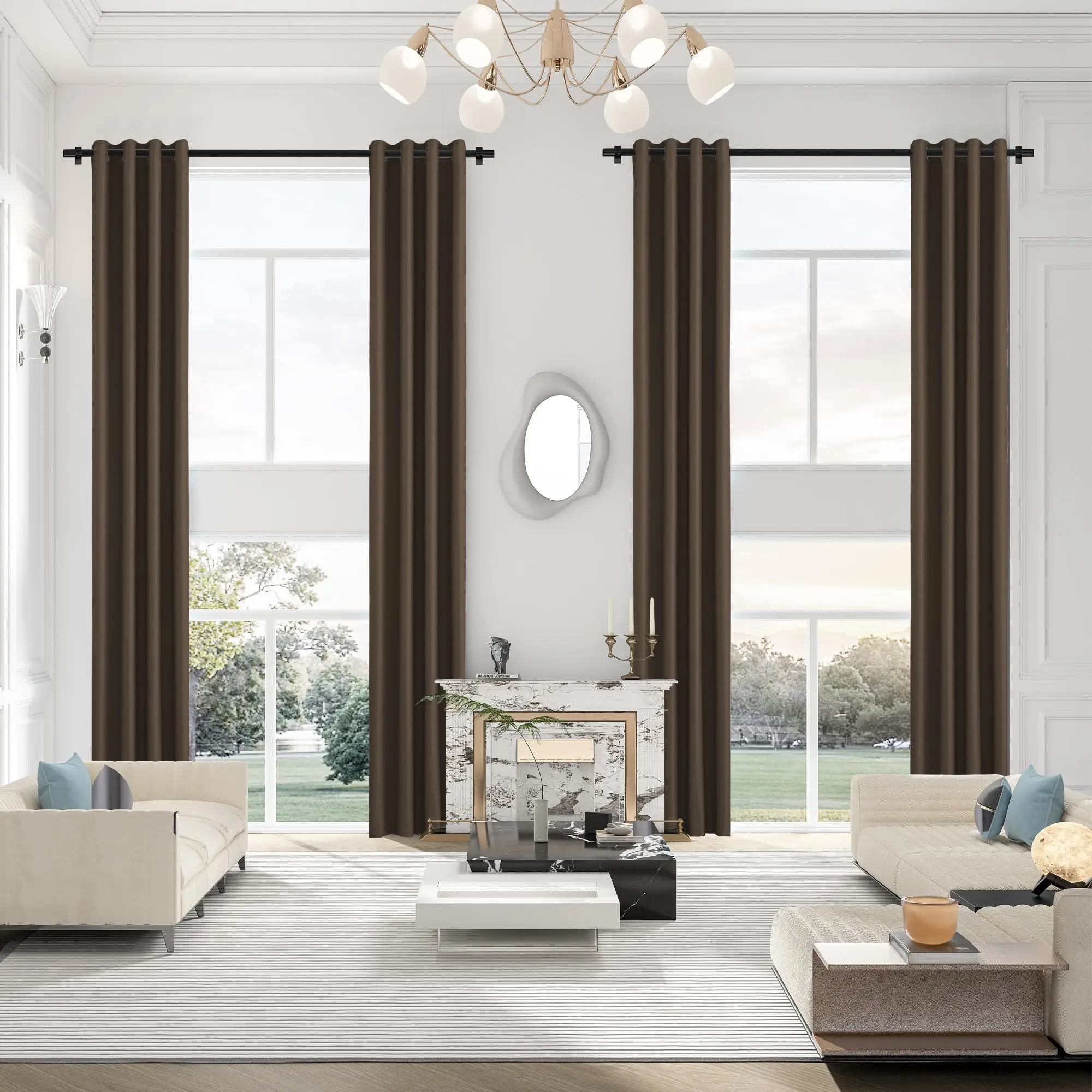 

500cm Height Custom Made Extra 450CM Long 75% Blackout Curtains Length Living Room Bedroom 400CM High Ceiling Window Curtain