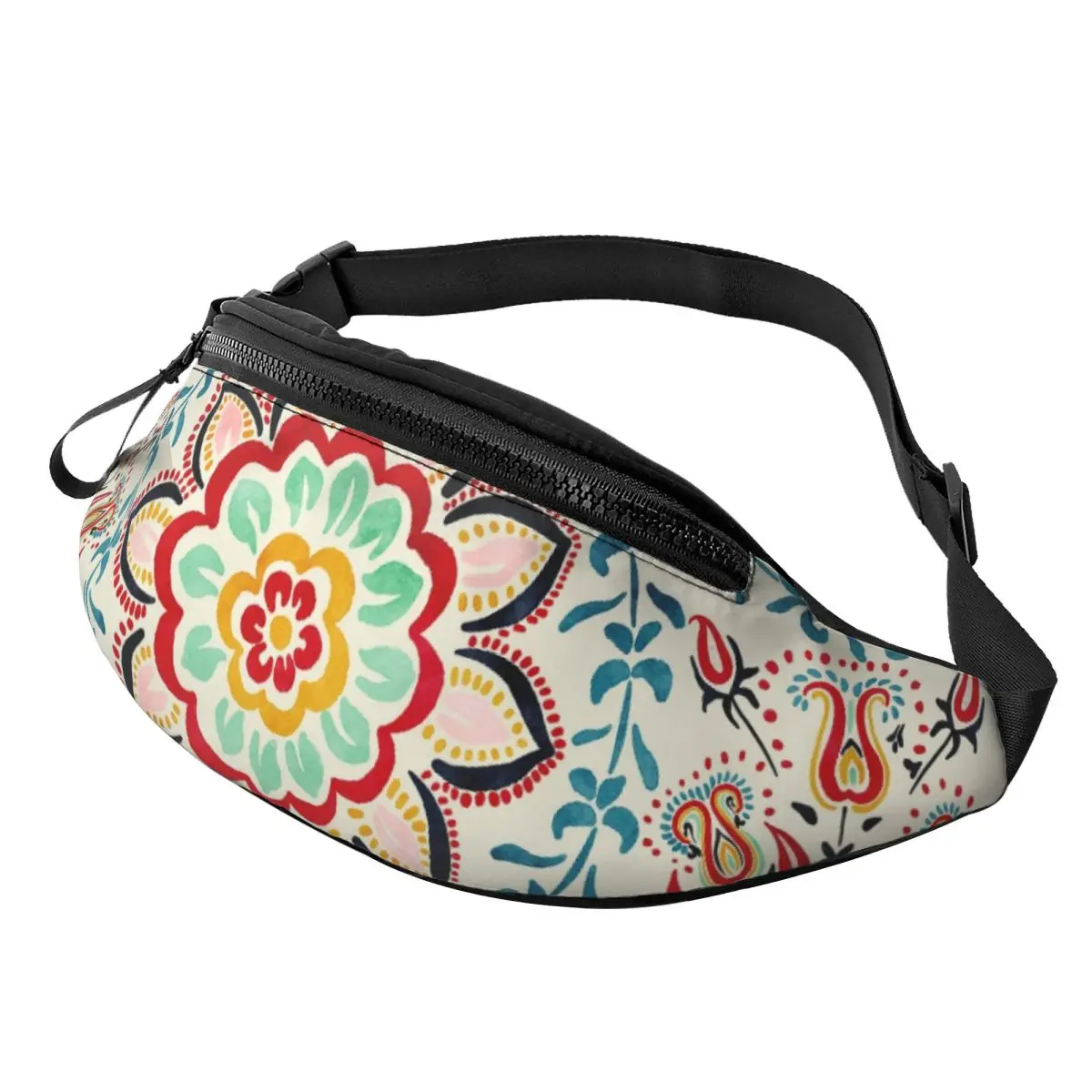 Custom Casual Bohemia Ethnic Mandala Flower Pattern Fanny Pack for Running Men Women Crossbody Waist Bag Phone Money Pouch