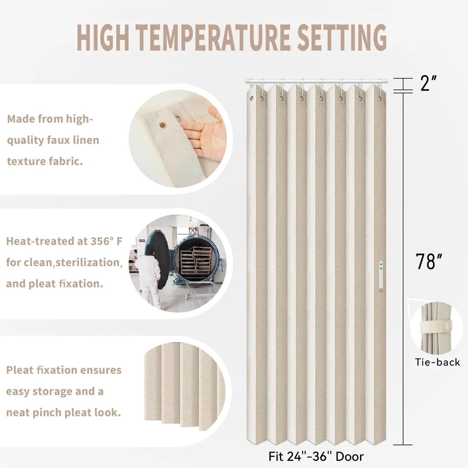 Accordion Style Door Curtains for Doorways - Laundry Room Curtains for Doorway, Folding Accordion Doors for Closets with No Door