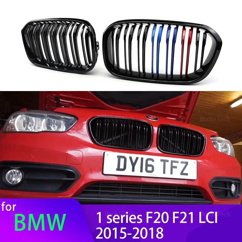 

2Pcs Car Style Gloss Black Front Kidney Double Slat Grill Grille for BMW 1 series F20 F21 LCI 2015-2018 Accessories