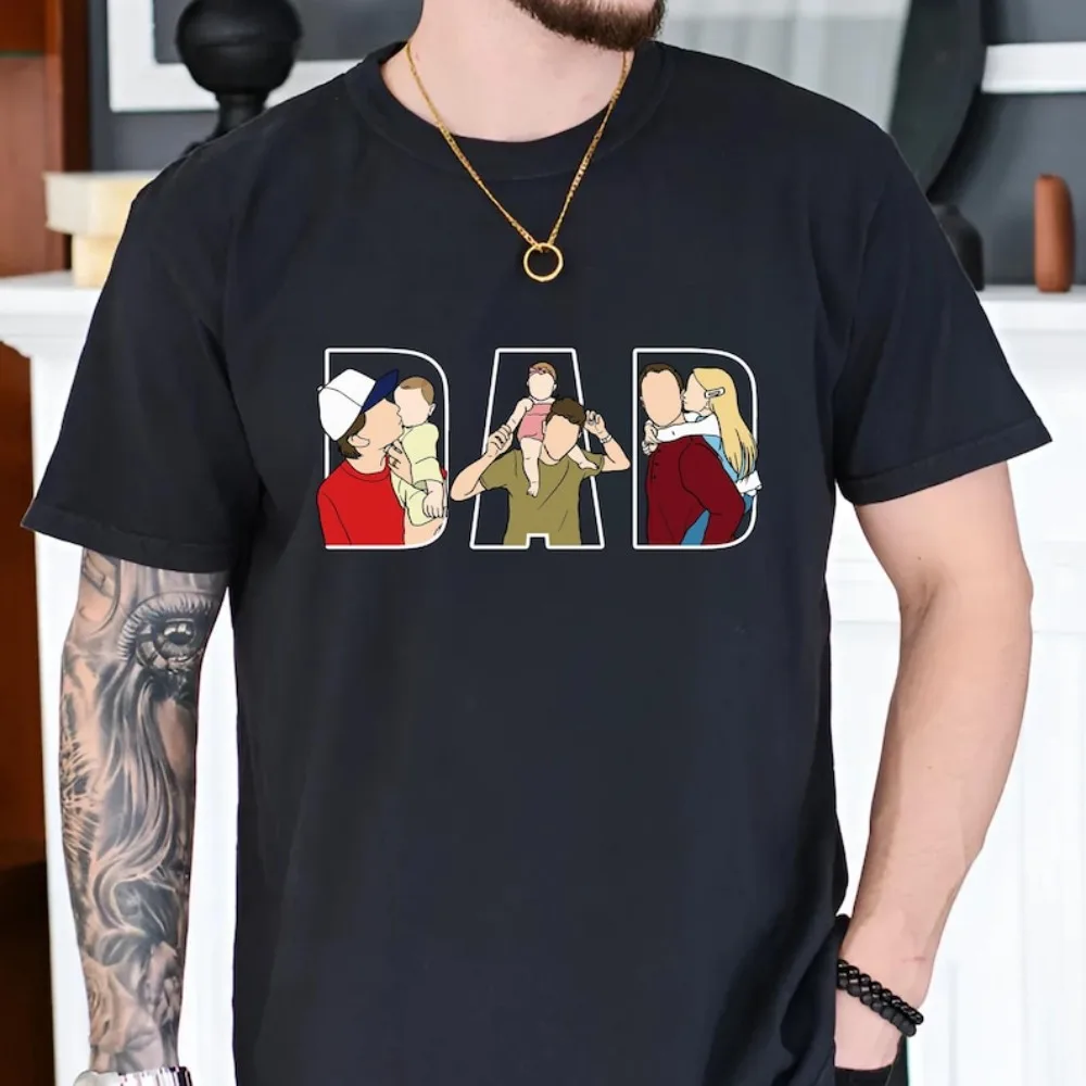 Camisa de regalo del Día del Padre para hombre, Camiseta de algodón con retrato de papá, arte lineal, personalizada de esposa, niños, regalo divertido para marido, ropa para hombre