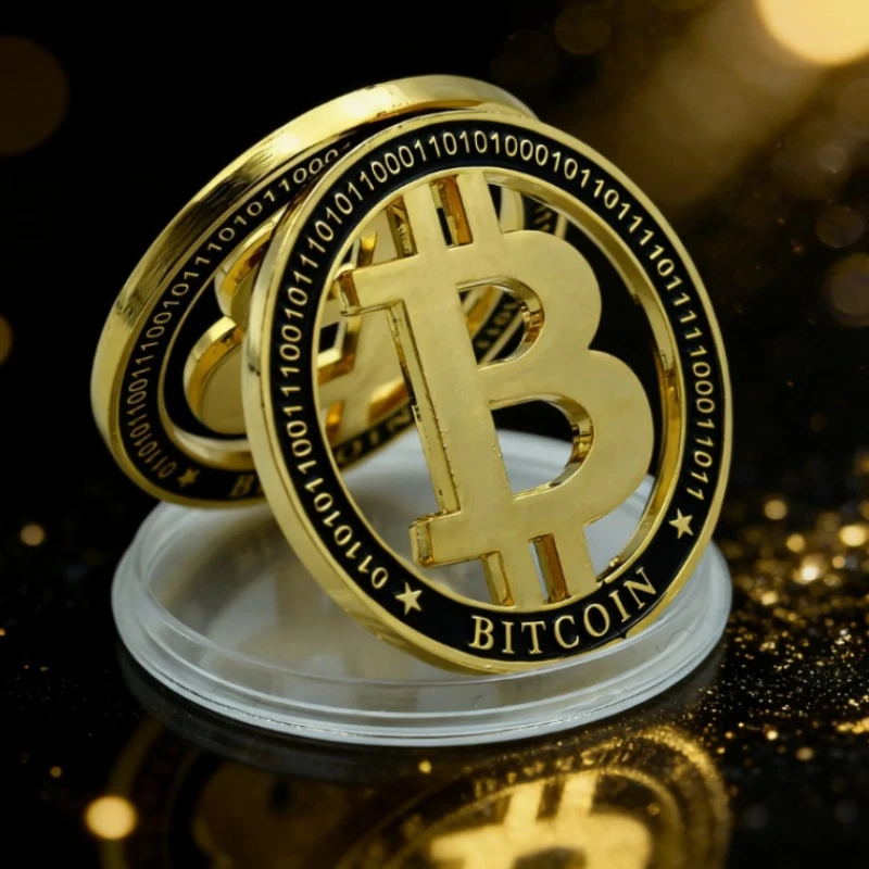 Pièce commémorative creuse plaquée or Bitcoin, monnaie crypto, pièces de collection