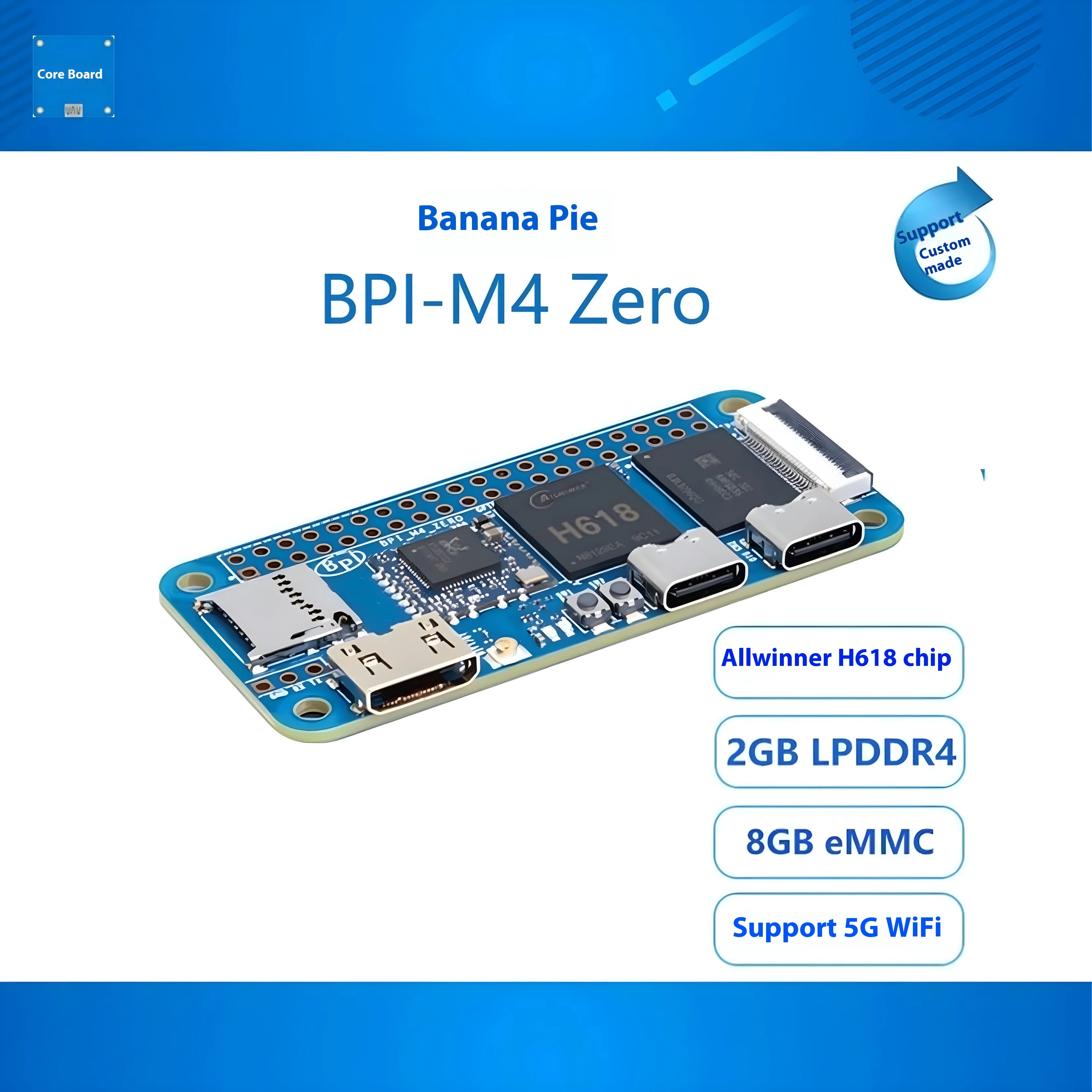 Banana Pi BPI-M4 Zero Development Board Single Board Computer Quanzhi H618 Chip Design