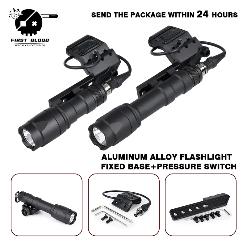 Tactical Airsoft M600/M300 Flashlight With Left Right Offset Mount Base Rifle Weaponlight Momentary Remote Pressure Switch