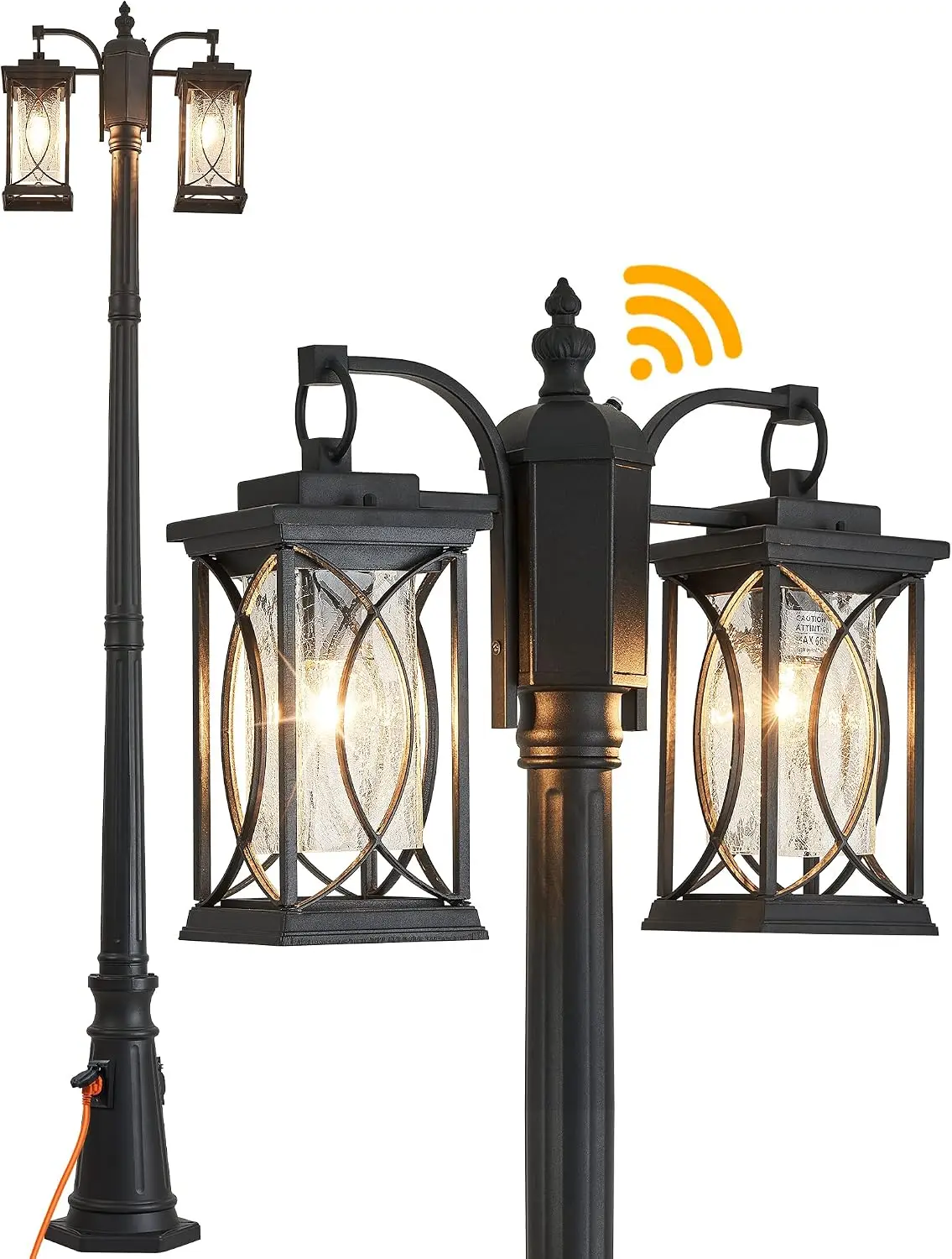 Outdoor Dusk Dawn Lamp Post Modern 2 Head Street Light Outlet Waterproof Black Backyard Garden Patio Driveway