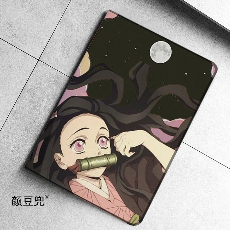 Anime Kamado Nezuko Moon For Samsung Galaxy Tab A7Lite 8.7 2021 Case S9 Plus Tri-fold stand Cover Galaxy Tab S6Lite