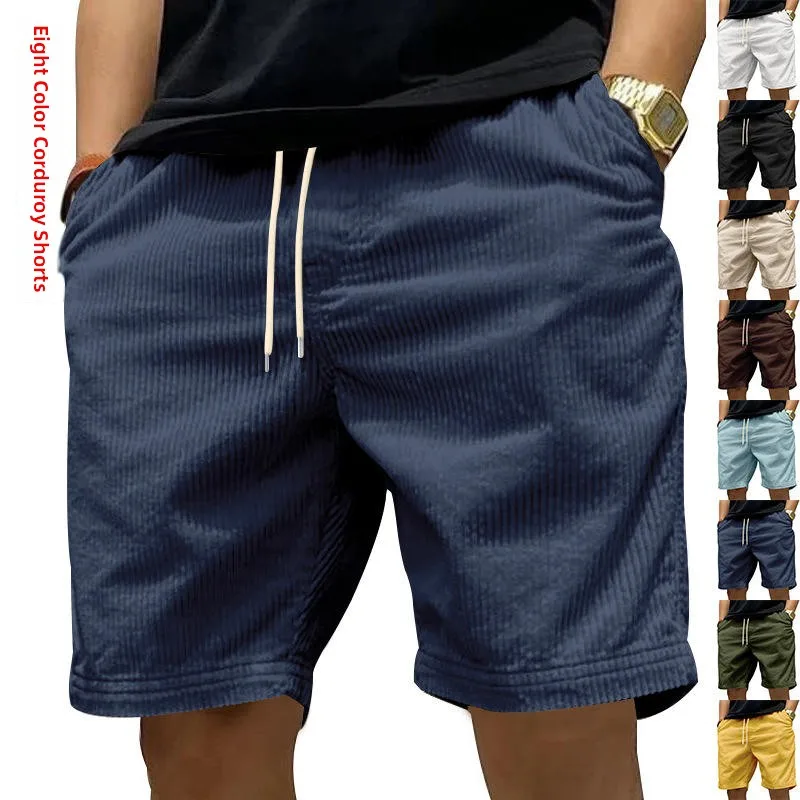 

New 2026 Men's Casual Thin Corduroy orts Five-Quarter Length Summer Spor Ciwalk Sle Non-Elastic Other Material orts
