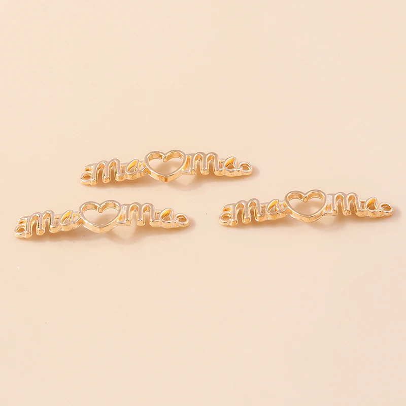 Leslie 20 Stück 40*9mm Metalllegierung Hohle Buchstaben-Anhänger Mama Charms Schmuck DIY Halskette Armband Ohrringe Herstellung – Detail 4