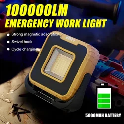 KDULIT High Power Camping Light Rechargeable Magnetic Work Light 360 ° Rotating Outdoor Waterproof Multifunctional Flashlight