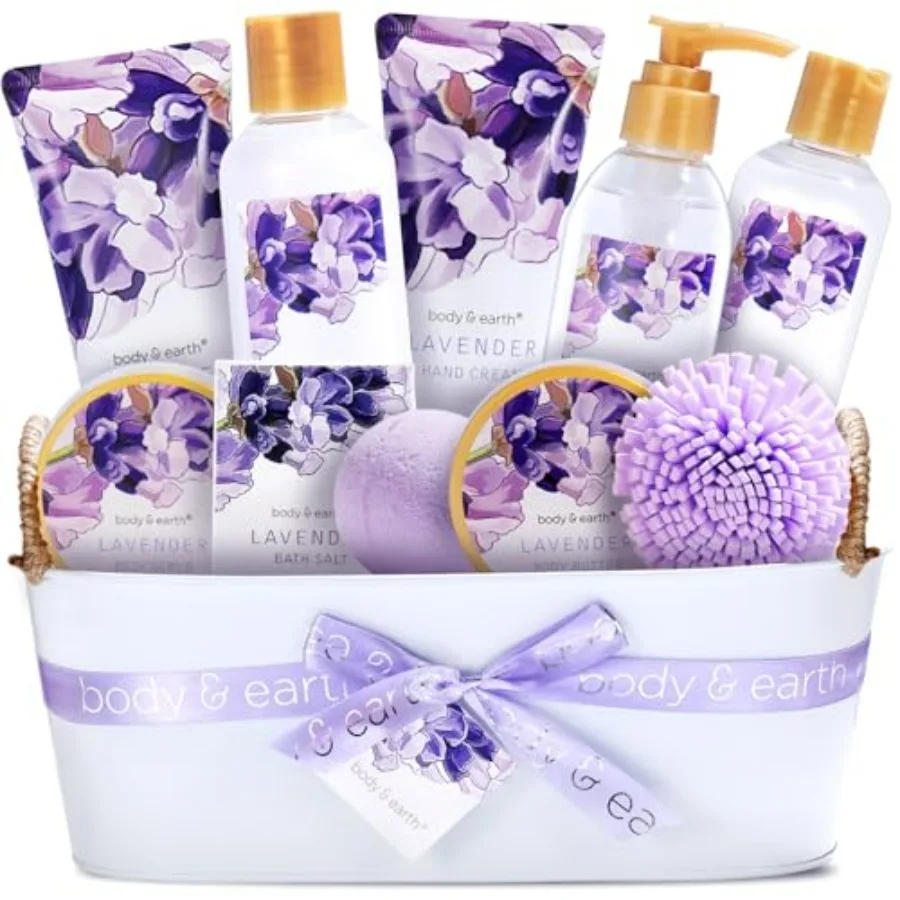 

BODY and EARTH Spa Gift Baskets for Women Luxurious Gifts for Women Bath and Body Gift Sets 11pcs Bath Sets for Women Gift Moth
