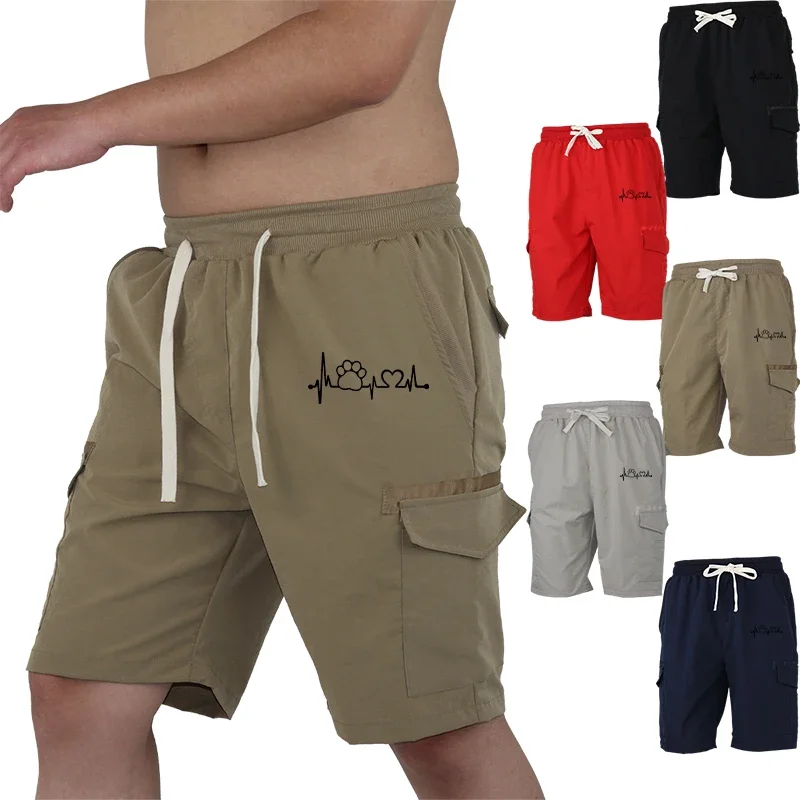 

Mens Geometric Print Cargo Shorts Summer Fashion Loose Fit Multi Pocket Workwear Style Cotton Casual City Tour Short Style Hot