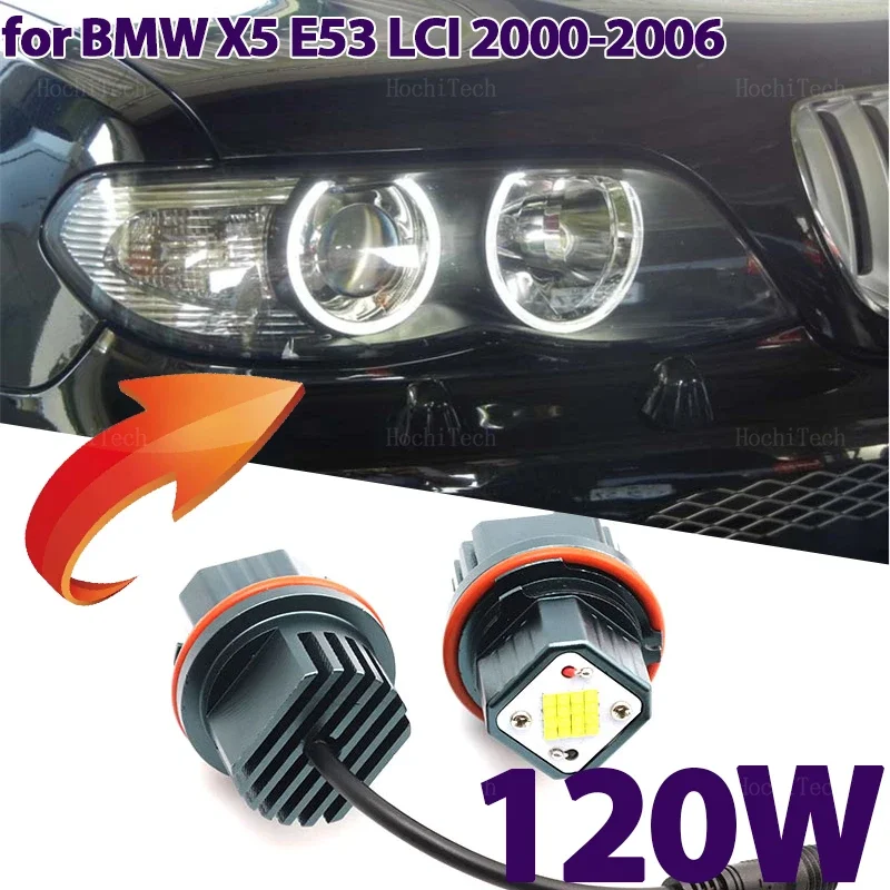 120W Error Free Angel Eye Ring Marker Car Side Light LED Bulb Auto Lamp For BMW X5 series E53 m54 M62 N62 2000-2006