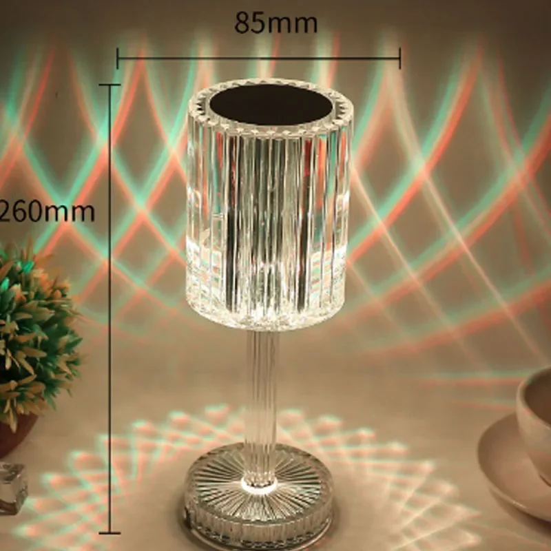Led Nachtlampje Oplaadbare Diamant Acryl Tafellamp Creatieve Touch Sensor Restaurant Bar Desktop Decoratie Bureau Voor Cadeau