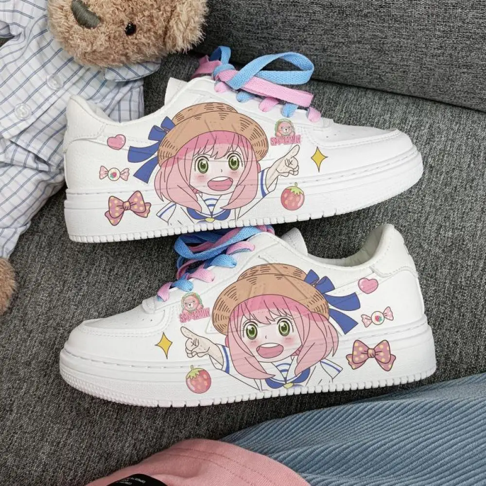 카와이 스파이 패밀리 안야 포저 스케이트 신발, 만화 애니메이션, 경량 캐주얼 패션, 로우탑 보드 신발, 통기성 화이트 신발