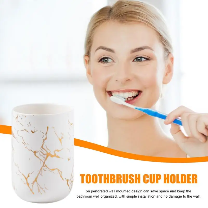 Ceramic Toothbrush Cup Complete Luxury Ceramic Bathroom Accessories Holder Case Comfortable Grip Storage Bath Kit Organizer