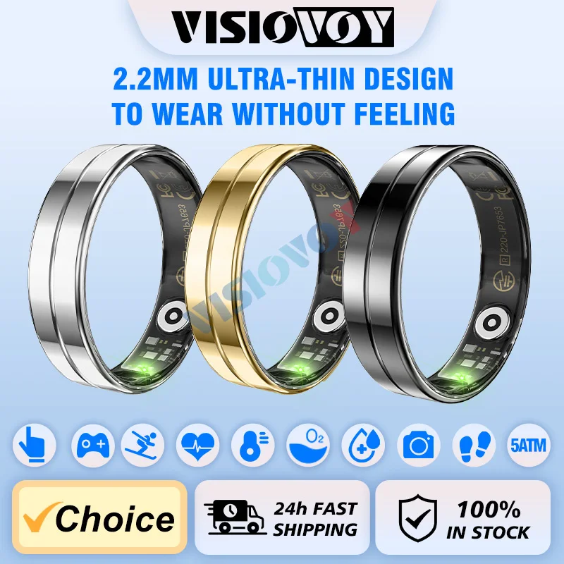 [2025] R11Ultra-thin Smart Ring Men Women, Heart Rate and Blood Oxygen Monitor, IP68 & 5ATM Waterproof, Multi-sport Mode