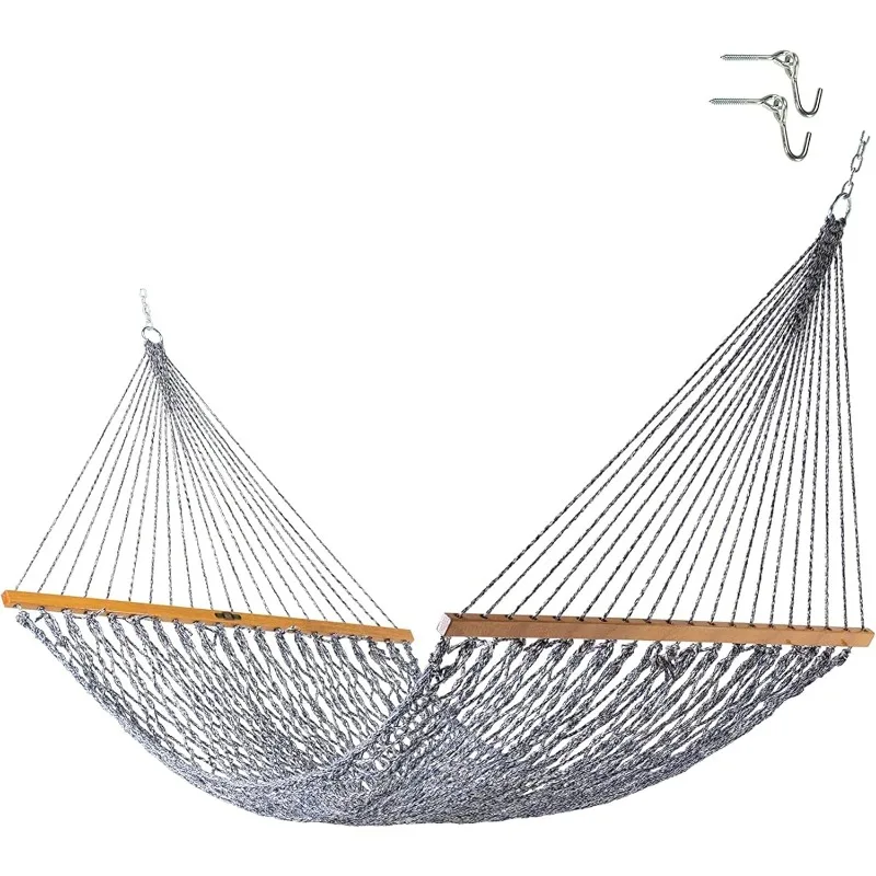 

14DCOTNV Deluxe Navy Oatmeal Heirloom Tweed DURACORD Rope Hammock with Extension Chains & Tree Hooks