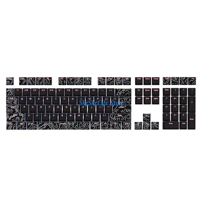 

E65E Line White Keycaps 108keys с двойной снимкой спереди с передней печатной клавиш