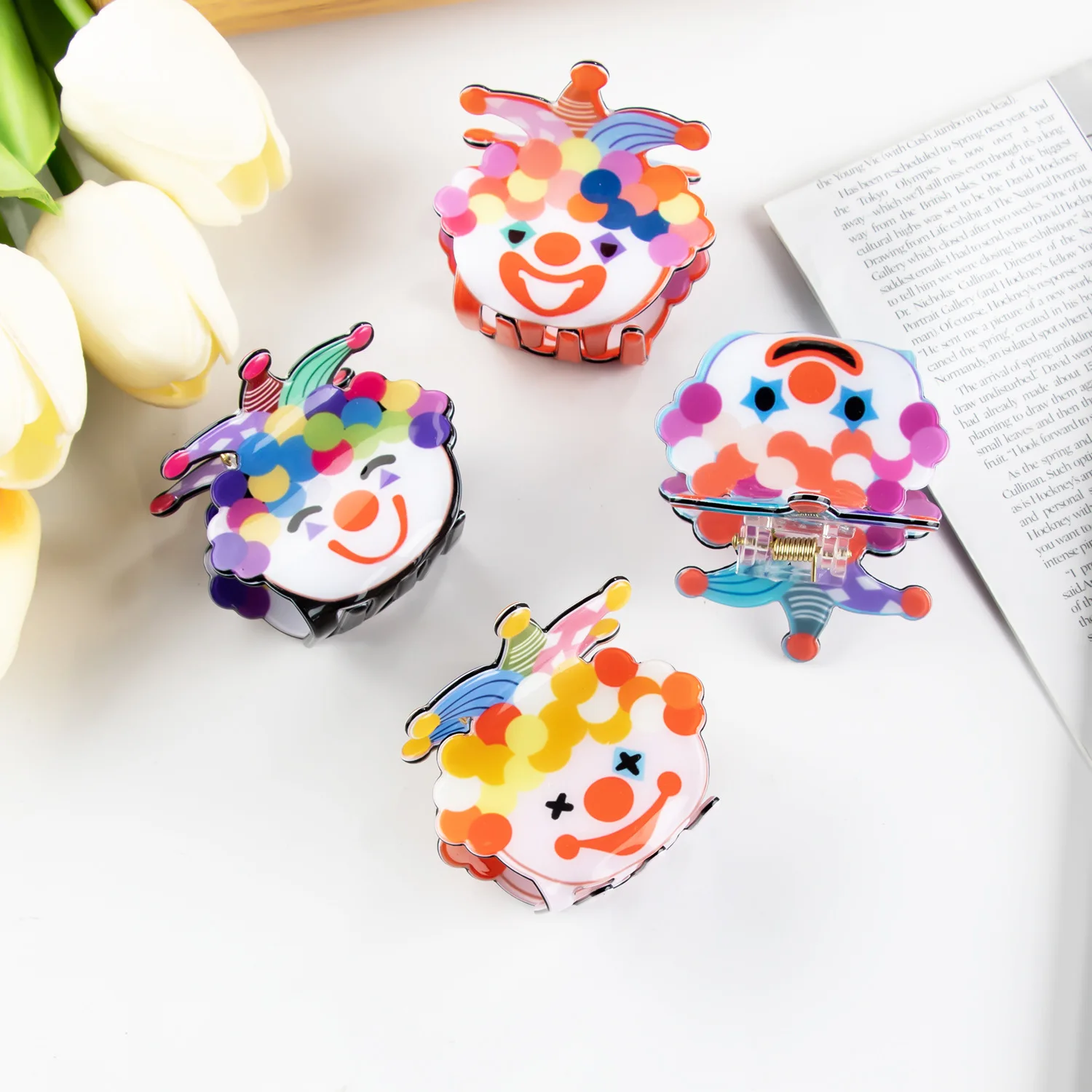 Cartoon Clown Colorful Hair Clip Back Head Hair Clip Cute Grab Clip