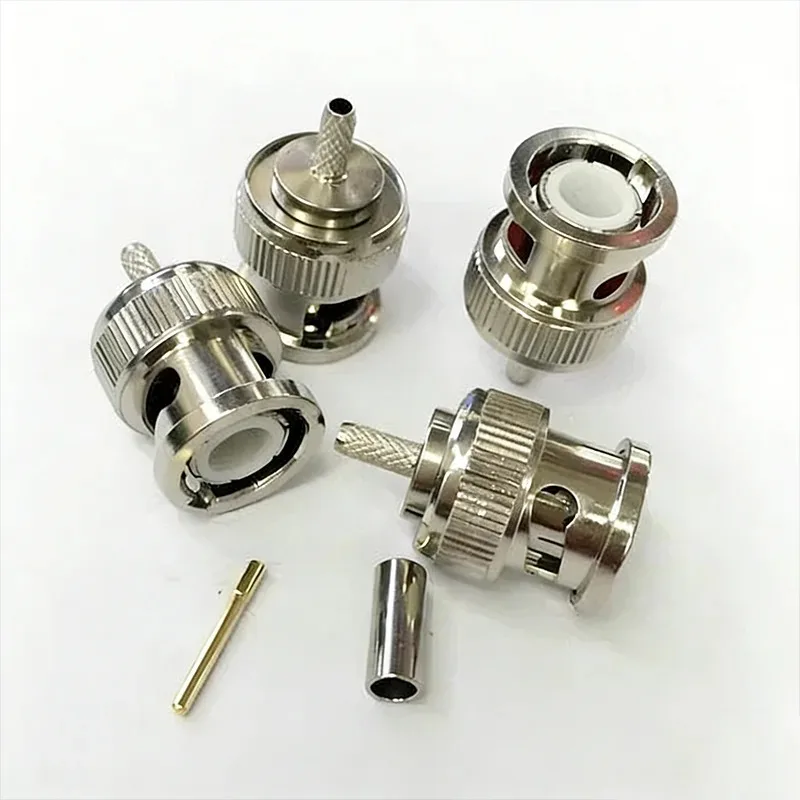 Brass BNC Male Crimp Connector RF Coaxial BNC Plug for RG316 RG174 LMR100 Cable 50 Ohm Nickel Plated