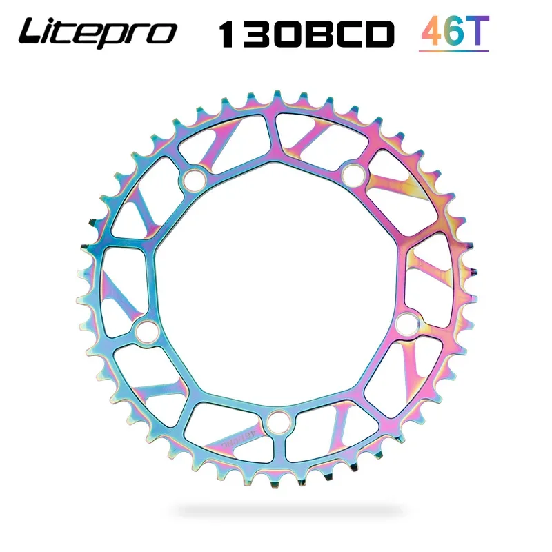 

Litepro Super Light 130mm BCD 46/48/50/52/54/56/58T Chainring BMX Folding Bike Chain Ring Electroplating Color Bicycle Parts