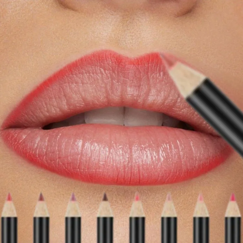 1PC Nude สีน้ําตาล Lip Liner ดินสอลิปสติก Matte Smooth กันน้ํา Long Lasting Non-stick Cup ลิปสติกปากกาความงามเครื่องสําอาง