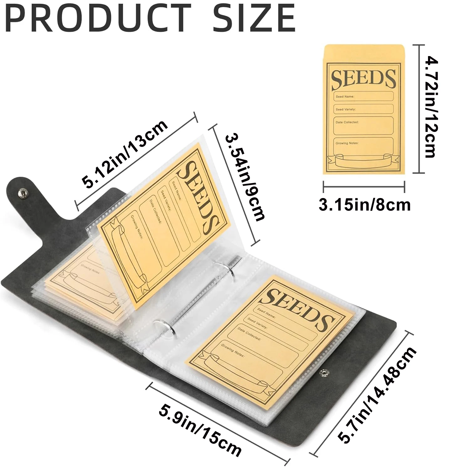 1 Set Garden Seeds Storage Organizers, Seed Organizer Binder with 50pcs Self-Sealing Seed Envelopes,Seed Packet Organizer, Seed