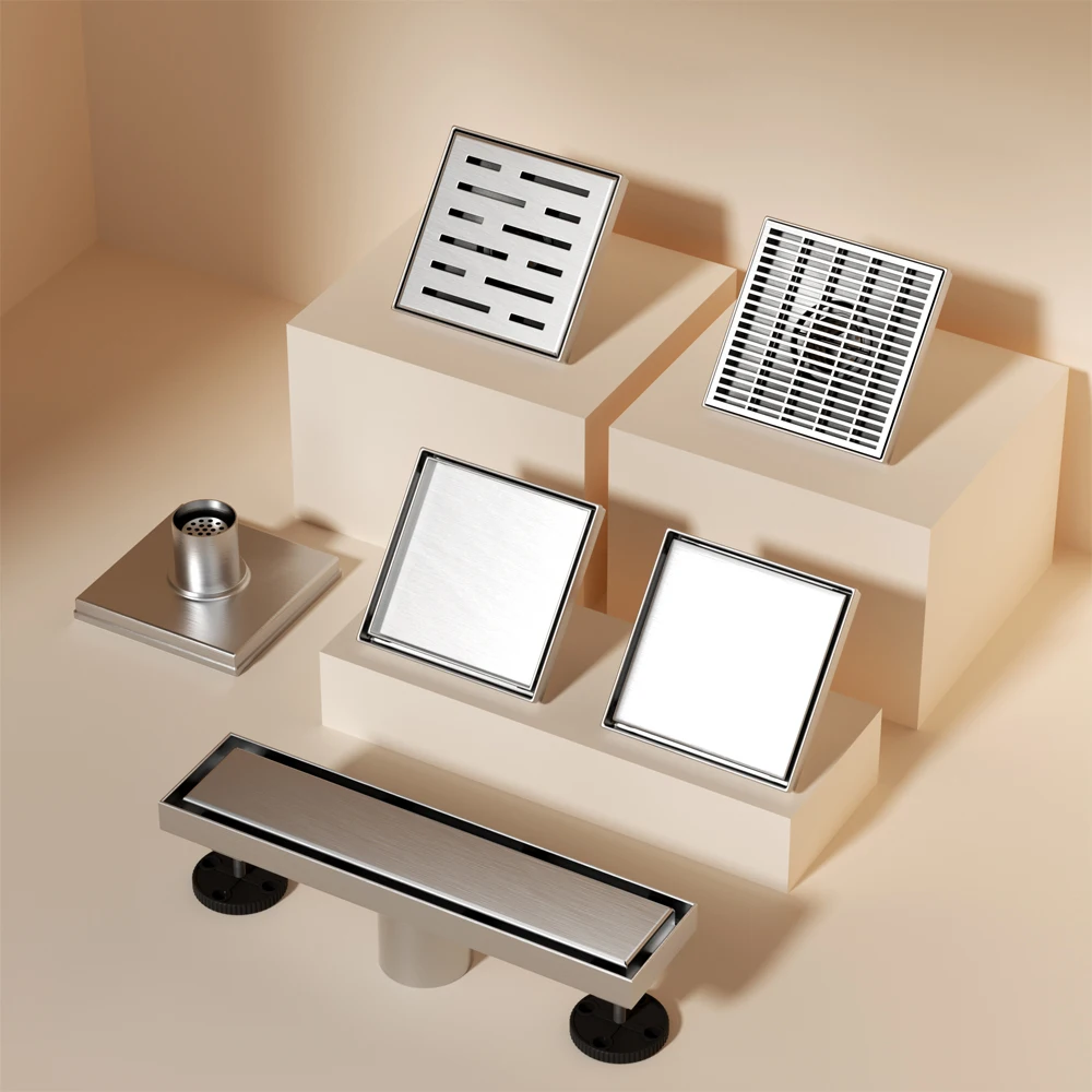 Custom Stainless Steel Square and Linear Floor Drain Multiple Styles and Colors Available