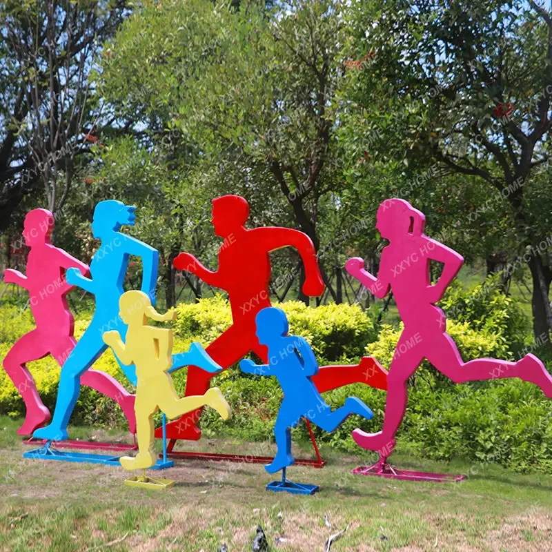 Outdoor Frp Abstract Sports Running Figure Sculpture Gymnasium School Park Real Estate Landscape Furnishing Articles