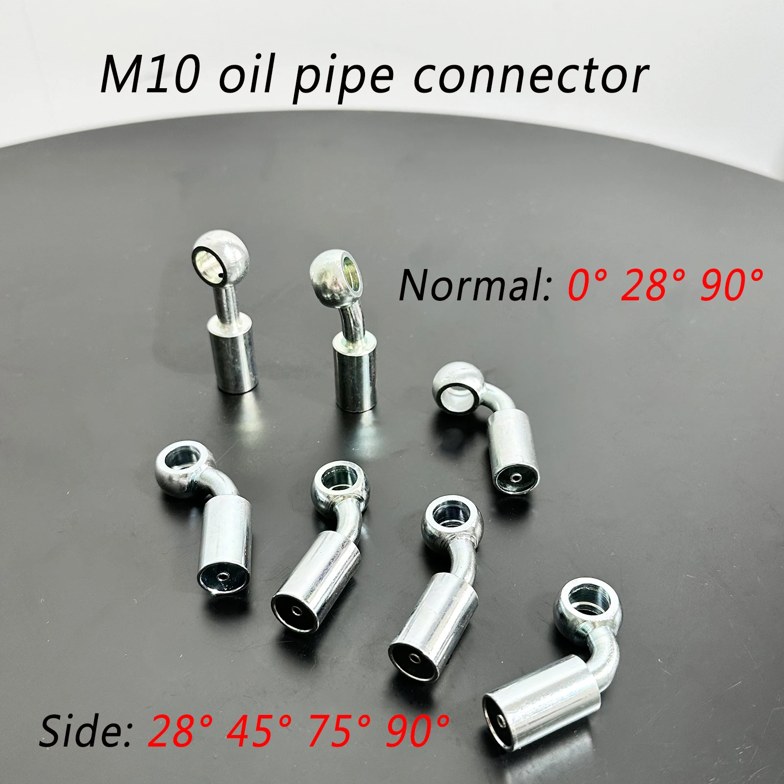 

White M10 Fuel Hose Elbow Adapter 0/28/45/75/90 Degree Universal Oil Line Connector for Car Motorcycle Modification Tools