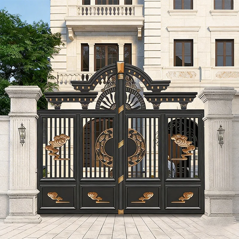 Heavy Duty Aluminum Alloy Automatic Swing Entry Gate with Powder Coated Finish for Outdoor Courtyard UseCustomizable
