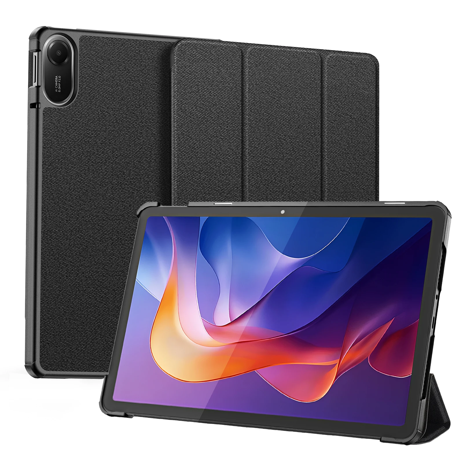 

Для Xiaomi Redmi Pad 2, чехол DUX DUCIS Domo Series, тройная подставка, защитный чехол для планшета из искусственной кожи - черный