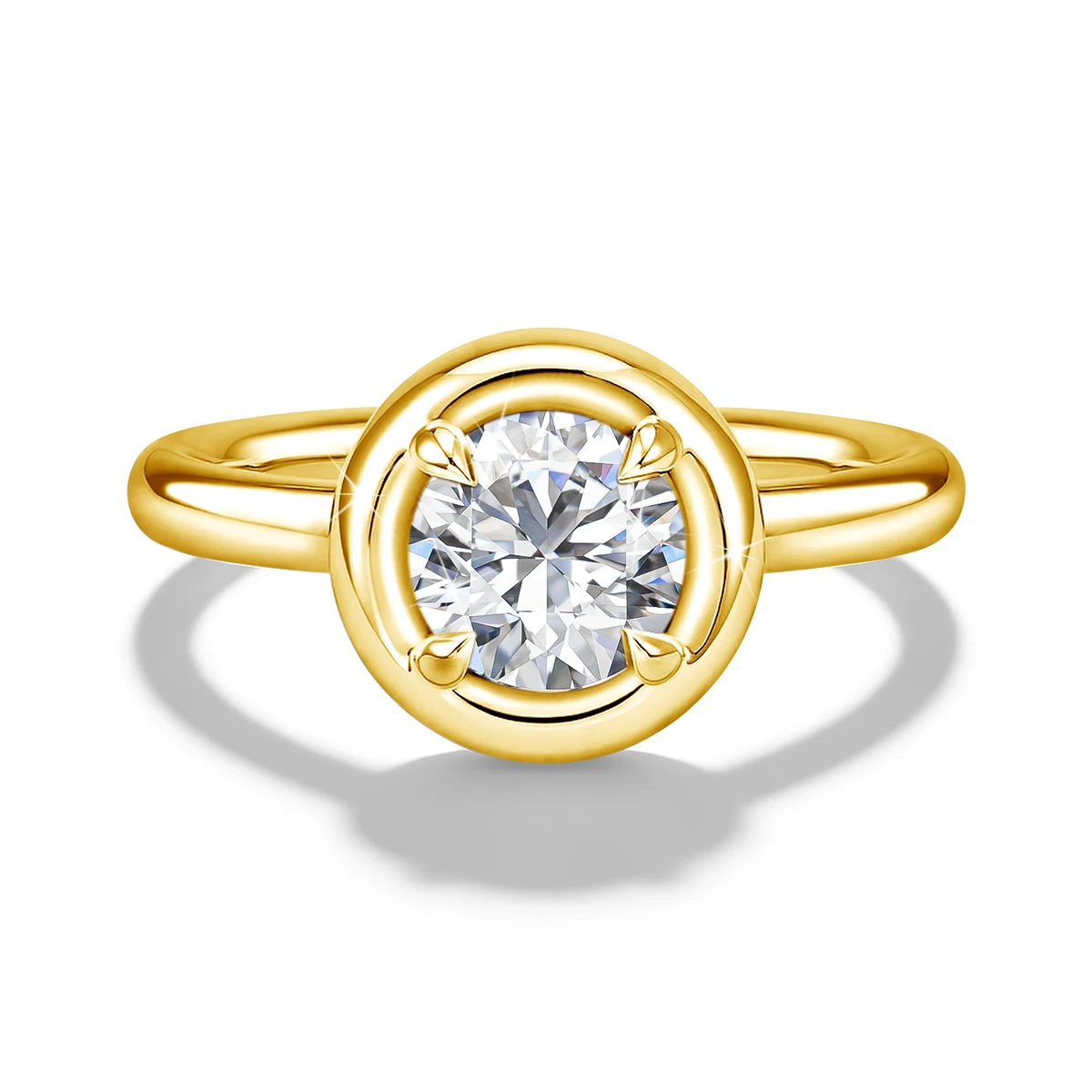 

Solitaire Round Moissanite Bezel Set Ring 925 Sterling Sliver Engagement Wedding Rings For Woman Fine Jewelry Anniversary Gift