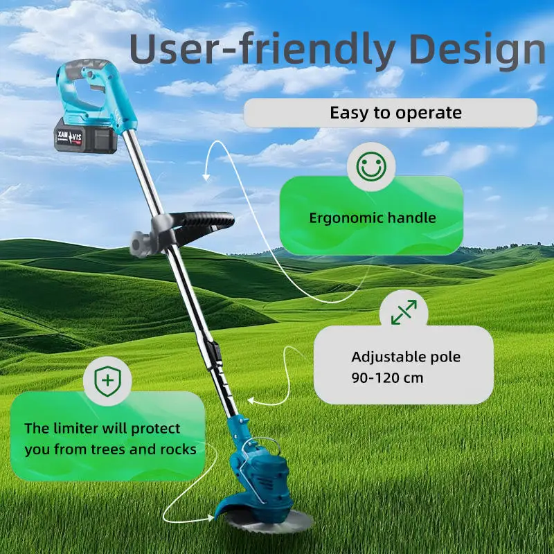 Electric Lawn Mower for Makita 21V Grass Trimmer Cordless Brush Auto Release String Cutter Power Household Garden Tools