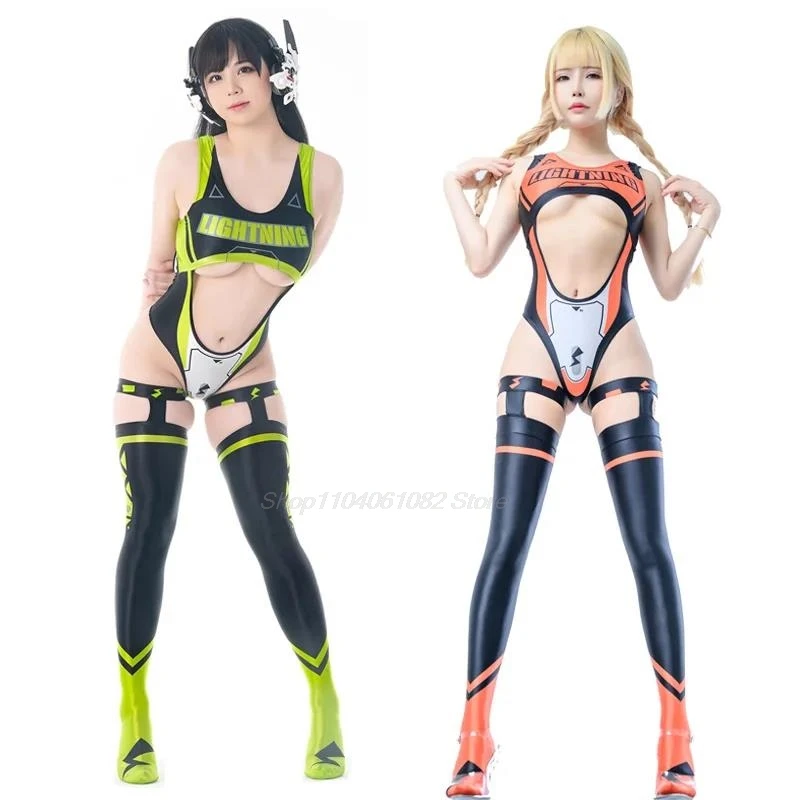 Costume de jeu Cyber Cosplay pour femmes, costume de batterie sexy, chaussettes trempées, uniforme de course, maillot de bain bikini Bunny Girl, olympiques d'Halloween, punk