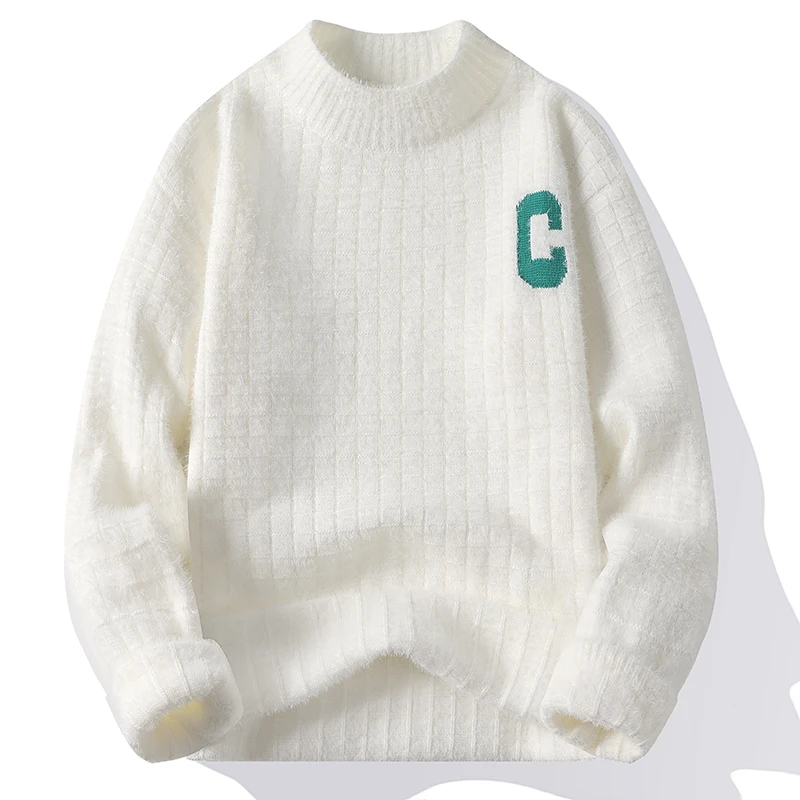 

Новый мужской свитер Haome F с высоким воротником, утепленный, с флисовой подкладкой, зимний, вязаный, с длинными рукавами, приталенный, повседневный