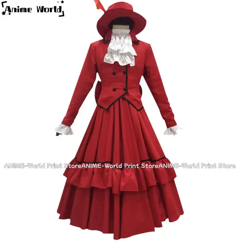 

《Custom Size》Anime Black Butler Baroness Angelina Dalles-Barnett Madame Red Anne Cosplay Costume